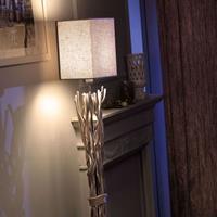 ONLI Vloerlamp Marica met stoffen kap en houtelement