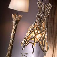 ONLI Vloerlamp Agar met stoffen kap en houtelement