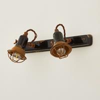 Ferro Luce Wandlamp C1676/1 met korf, 2-lamps, zwart