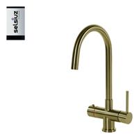 selsiuz Inox kokend water kraan met titanium single boiler en C-uitloopkraan gold