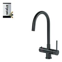 selsiuz Inox kokend water kraan met titanium combi extra boiler en C-uitloopkraan gunmetal