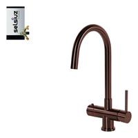 selsiuz Inox kokend water kraan met titanium combi extra boiler en C-uitloopkraan copper