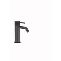 Plieger Roma 1-gats wastafelkraan met waste gebosteld zwart chroom ID200R BRUSHED BLACK CHROME