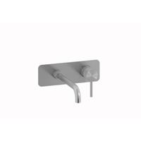 Plieger Roma 2-gats wandkraan met lange uitloop geborsteld chroom ID206 BRUSHED CHROME