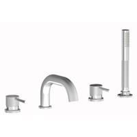 Plieger Roma afbouwdeel v. 4-gats badrandkraan m. uitloop en handdouche geborsteld chroom ID396 BRUSHED CHROME