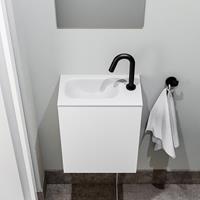 zaro Polly toiletmeubel 40cm mat wit met witte wastafel met kraangat links
