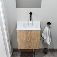 zaro Polly toiletmeubel 40cm eiken met witte wastafel zonder kraangat rechts