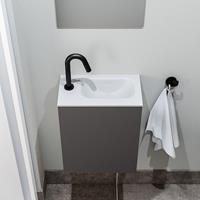 zaro Polly toiletmeubel 40cm donkergrijs met witte wastafel met kraangat rechts