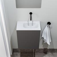 zaro Polly toiletmeubel 40cm donkergrijs met witte wastafel zonder kraangat rechts