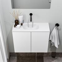 zaro Polly toiletmeubel 60cm mat wit met witte wastafel zonder kraangat