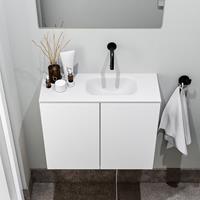 zaro Polly toiletmeubel 60cm mat wit met witte wastafel zonder kraangat rechts