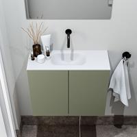 zaro Polly toiletmeubel 60cm army met witte wastafel zonder kraangat