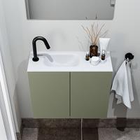 zaro Polly toiletmeubel 60cm army met witte wastafel met kraangat links