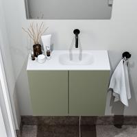 zaro Polly toiletmeubel 60cm army met witte wastafel zonder kraangat rechts