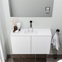 zaro Polly toiletmeubel 80cm mat wit met witte wastafel zonder kraangat