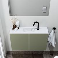 zaro Polly toiletmeubel 80cm army met witte wastafel met kraangat