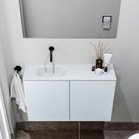 zaro Polly toiletmeubel 80cm clay met witte wastafel zonder kraangat links