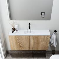 zaro Polly toiletmeubel 100cm eiken met witte wastafel zonder kraangat
