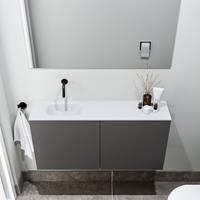 zaro Polly toiletmeubel 100cm donkergrijs met witte wastafel zonder kraangat links