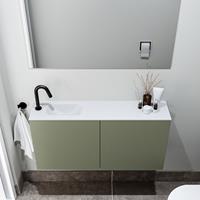 zaro Polly toiletmeubel 100cm army met witte wastafel met kraangat links