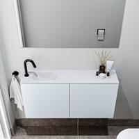 zaro Polly toiletmeubel 100cm clay met witte wastafel met kraangat links