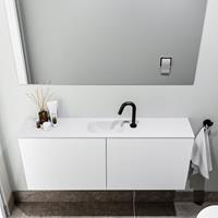 zaro Polly toiletmeubel 120cm mat wit met witte wastafel met kraangat