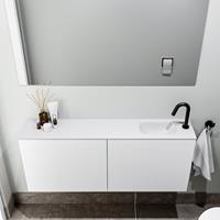 zaro Polly toiletmeubel 120cm mat wit met witte wastafel met kraangat rechts