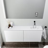 zaro Polly toiletmeubel 120cm mat wit met witte wastafel zonder kraangat rechts