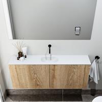 zaro Polly toiletmeubel 120cm eiken met witte wastafel zonder kraangat