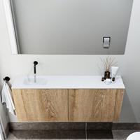zaro Polly toiletmeubel 120cm eiken met witte wastafel zonder kraangat links