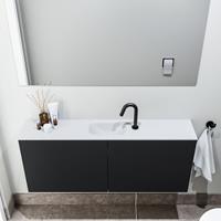 zaro Polly toiletmeubel 120cm mat zwart met witte wastafel met kraangat