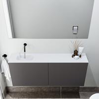 zaro Polly toiletmeubel 120cm donkergrijs met witte wastafel zonder kraangat links
