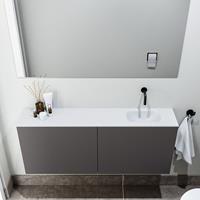 zaro Polly toiletmeubel 120cm donkergrijs met witte wastafel zonder kraangat rechts