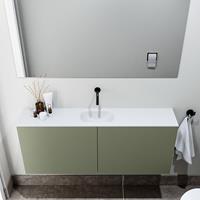 zaro Polly toiletmeubel 120cm army met witte wastafel zonder kraangat