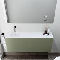 zaro Polly toiletmeubel 120cm army met witte wastafel zonder kraangat links