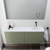 zaro Polly toiletmeubel 120cm army met witte wastafel zonder kraangat rechts
