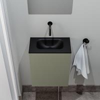 zaro Polly toiletmeubel 40cm army met zwarte wastafel zonder kraangat