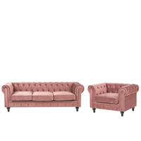 Beliani Bankenset fluweel roze CHESTERFIELD