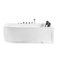 Weiße Whirpool-Badewanne mit LED-Beleuchtung spa links 180 x 120 cm Calama - Weiß