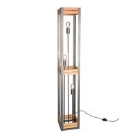 Trio Leuchten Vloerlamp Khan H 153 cm hout - mat chroom