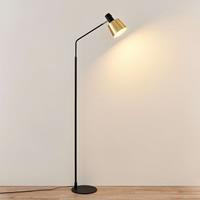 Lindby Vlada vloerlamp voor lezen, messing, zwart