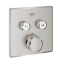 Grohe Grohtherm SmartControl afbouwdeel v. inbouwkraan thermostatisch met omstel v. 2 functies vierkant supersteel 29124DC0