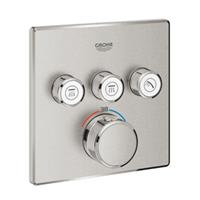 Grohe Grohtherm SmartControl afbouwdeel v. inbouwkraan thermostatisch met omstel v. 3 functies vierkant supersteel 29126DC0