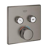 Grohe Grohtherm SmartControl afbouwdeel v. inbouwkraan thermostatisch met omstel v. 2 functies vierkant brushed hard graphite 29124AL0