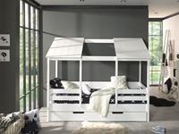 Vipack - Bedset huisbed 09 wit dak combo met funbed en bedlade - wit