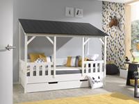 Vipack - Bedset huisbed 03 zwart dak combo met funbed en bedlade - wit