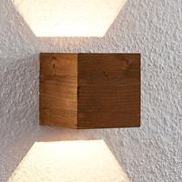 Lindby Benicio Holz-LED-Wandleuchte, eckig, 11 cm