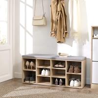 VASAGLE Schuhbank, Schuhregal, Schuhaufbewahrung, Sitzbank, 10 Fächer, mit Polsterung, für den Eingangsbereich, Flur, Schlafzimmer, 104 x 30 x 48 cm,