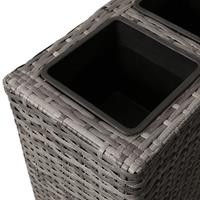 VidaXL Plantenbak verhoogd met 4 potten poly rattan grijs