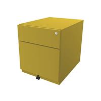 Bisley Rollcontainer Note™, mit 1 Hängeregistratur, 1 Universalschublade HxBxT 495 x 420 x 565 mm, mit Griffleiste gelb